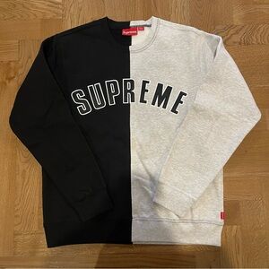 Supreme Black and Heather Grey Split Crewneck